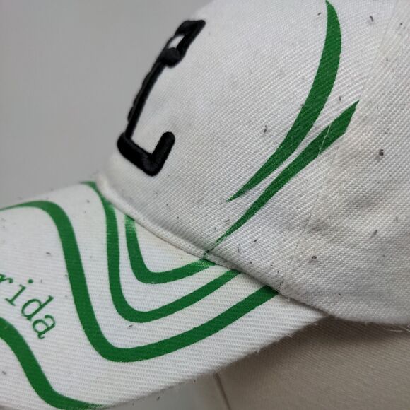 Florida Strapback Hat White One Size Adjustable Embroidered Vented Holes 6 Panel - Picture 4 of 9